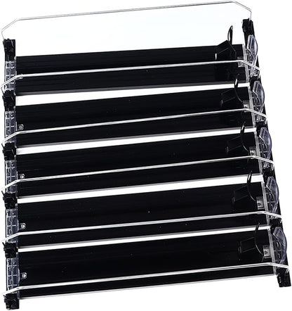 KIMISS Drink Organizer for Fridge Spring Loaded Adjustable Push Rod Slide Rail Soda Can Dispenser for Beer Beverages 38cm Black (Black)
