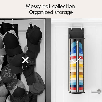 Homsorout Hat Rack for Door and Closet – Large Capacity Hanging Hat Rack Organizer Holds 30-35 Caps, Over the Door Hat Storage Organizer for Bedroom, Entrance or Dorm, 1 Pack, Black