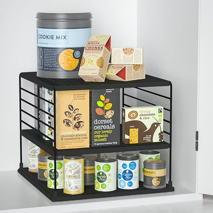 Adjustable Pantry Organizers and Storage - Steel Wire & Plastic Saran Wrap Holder, Black, 10.75 in x 12 in x 9.25 in