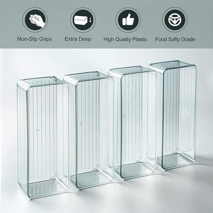 Hudgan 8 Pack Clear Plastic Drawer Organizer Bins Set, Stackable Cutlery Storage Bins Trays for Organizing Kitchen, Bathroom, Office, Crafts, Gadgets, Cabinet Supplies