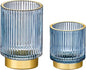 Makeup Brush Holder Organizer,Toothbrush Holders,Desk Pen Pencil Holder,Multifunctional Vintage Glass Brush Cup（S+L/Blue/A3-3-US）
