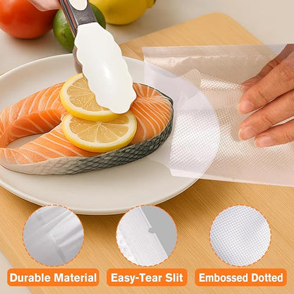 FUNFERY Precut Vacuum Sealer Bags for Food, 100 Gallon 11" x 16", Food Long-Term Storage and Sous Vide Commercial-Grade Bag, BPA Free for Microwave, Boiling,Sous Vide, Refrigerator