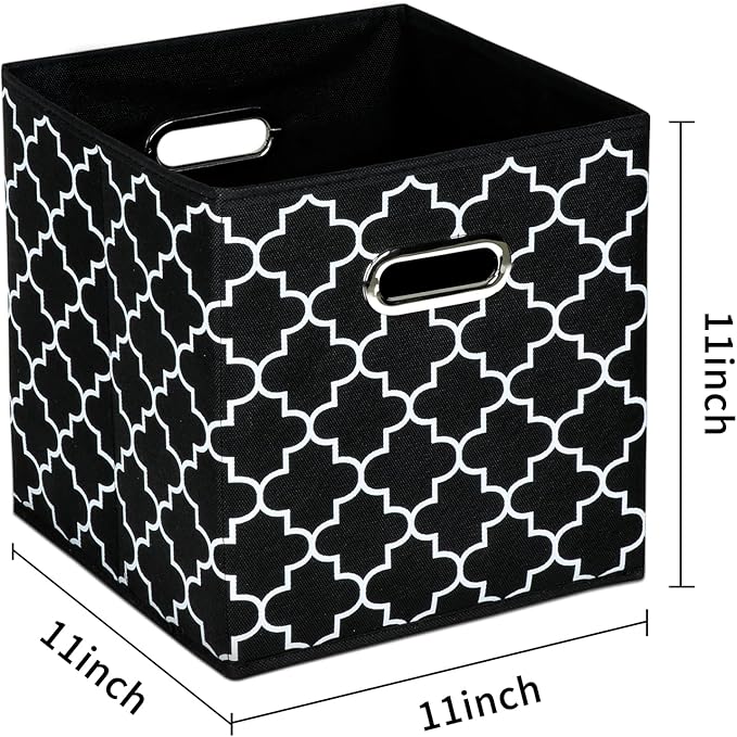 Fabric Cloth Storage Bins,Fabric Cube Organizer with Dual Handles Foldable Cube Storage Baskets for Home Bedroom Storage,Set of 3,(Black light)
