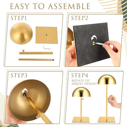 Sintuff 4 Pcs Hat Display Stand:adjustable 7.9-15.7inch Wigs Head Holder Stand Non Slip Stainless Steel Metal Rack for Multiple Hats Wig Storage Styling Practice(Gold,Square Base)