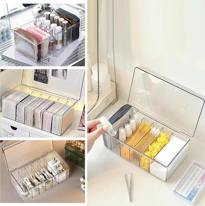 2Pcs Lash Cart Organizer For Lash Techs,Acrylic Lashes Extension Organizers and Storage for Do Your Own Lash and Brows at Home,Clear Container for False Eyelash Supplies, Separated Lash Organizer Box