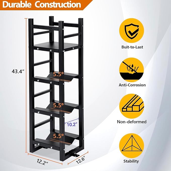 Refrigerant Tank Rack w/ 3x30lb and Storage Plate, Stable Refrigerant Cylinder tank rack, Cylinder Rack Sufficient Storage for Freon, Gases, Oxygen, Nitrogen, Acetylene