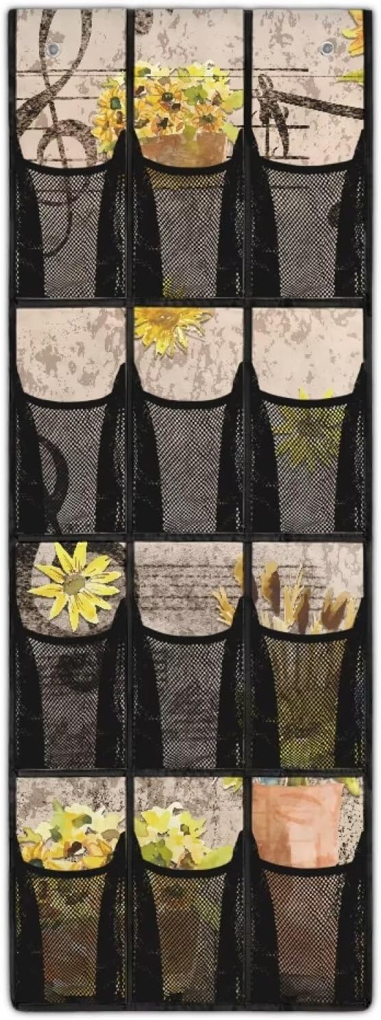 12 Large Pockets Hanging Storage Bag, Wall Storage Bag Over The Door Storage Pockets Fabric Wall Door Closet Hanging Storage Bag Organizer,Daisy