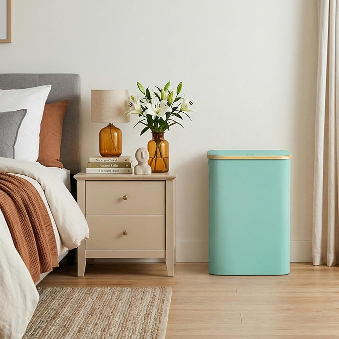 Lifewit 80L Laundry Basket with Lid, Clothes Hampers for Laundry with Bamboo Handles and 1 Removable Bag, Large Foldable Laundry Hamper for Bedroom, Bathroom, Dorm, Laundry Room, Sage Green