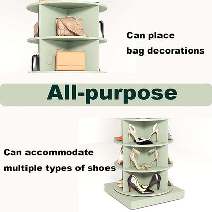 Rotating Shoe Rack, 6-Tiers Storage Shoe Rack Tower, Free Standing 360°Shoe Storage Organizer for Entryway Living Room Hallway (Green, 6-Tiers)