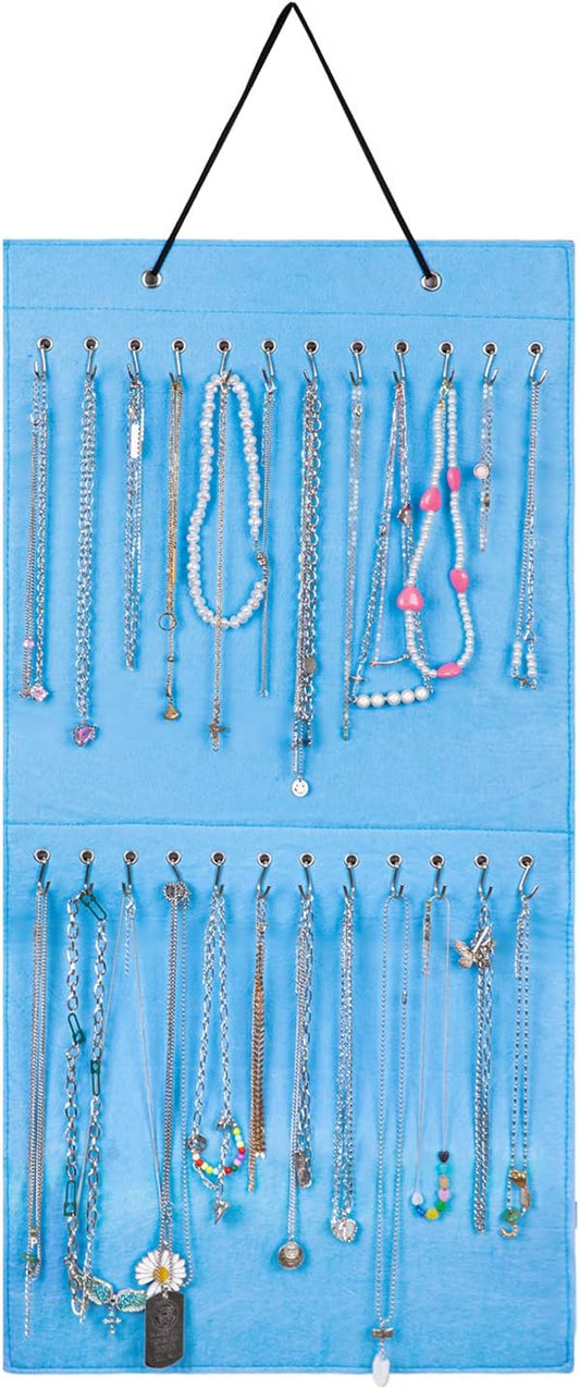 Necklace Holder Hanging Jewelry Organizer Storage with 24 Hook Jewelry Display Wall Mounted