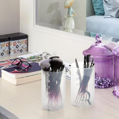 TOPZEA 4 Pack Retractable Makeup Brush Holders, Plastic Portable Cosmetic Organizer Travel Makeup Accessories Cups with Lid, Dust-proof Brushes Storage Case for Women, Make-up Artist