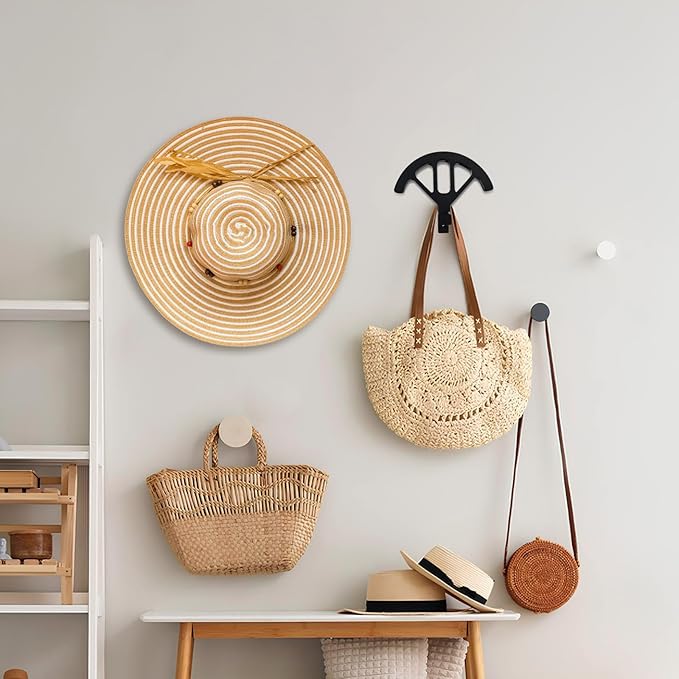 Wall mounted wooden cowboy hat rack, adjustable western cowboy hat rack, used for wide brimmed hats, hat storage, black, for closet entrances, bedrooms, offices