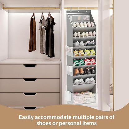 Over Door Shoe Rack - Vertical Footwear Tier, Suspended Cubicle Lattice, Dorsal Entryway Receptacle Mounting Scaffold | Aperture Storage Framework for 16-24 Shoes Home Bathroom Bedroom Utility