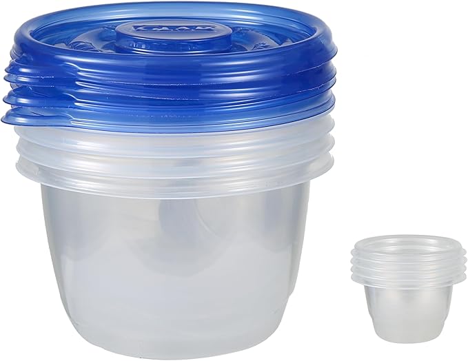 Glad GladWare To Go Lunch Food Storage Containers with Lids, Medium Round BPA Free Plastic with Built-In Dressing Cup for Salads and Lunches, Microwave Dishwasher Safe, 32 Oz, 4 Count