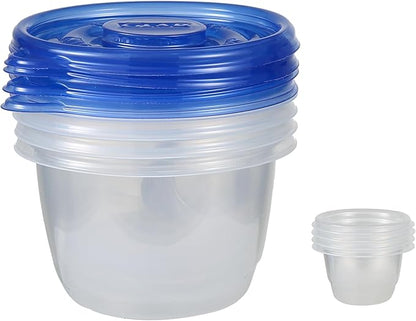 Glad GladWare To Go Lunch Food Storage Containers with Lids, Medium Round BPA Free Plastic with Built-In Dressing Cup for Salads and Lunches, Microwave Dishwasher Safe, 32 Oz, 4 Count