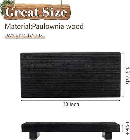 Bathroom Tray Farmhouse Decor Pedestal Stand Wood Riser Display Kitchen Accessories Soap Holder for Sink, Counter, Vanity,10 * 4.5 Black
