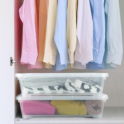 3-Pack Plastic Under bed Storage Box, Clear Latch Bin with Lid, 40 Quart