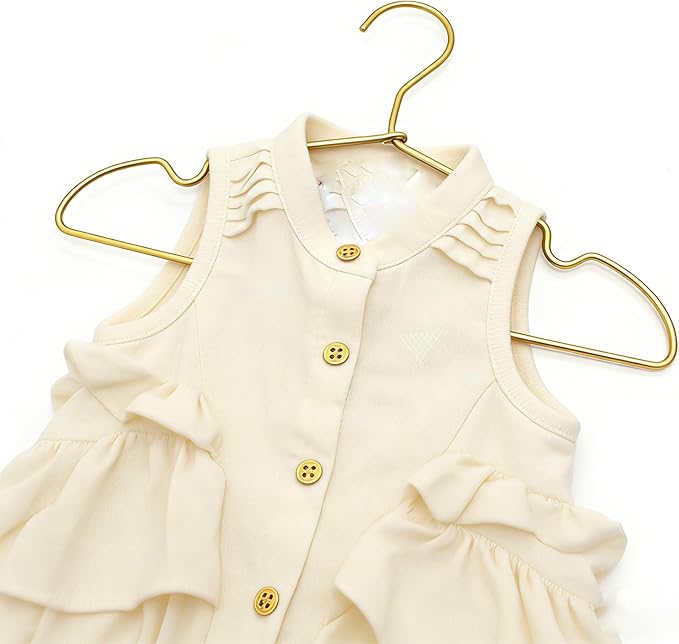 12.6” Gold Matt Metal Coat Hanger, 30PCS, Children Standard Suit Hanger, Clothes Hangers for Closet Toddler Infant Newborn Kids Hangers, Space Saving Baby Clothes Hangers