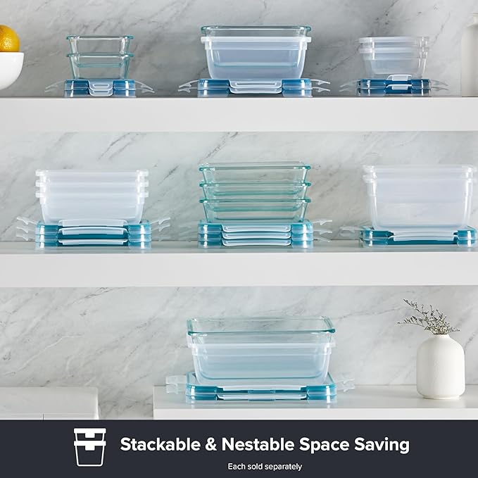 Snapware Plastic Total Solutions (5-Pack, 5.5 Cup) Food Storage Containers Set, Airtight & Leakproof Plastic Locking BPA-Free Lids Tupperware, Freezer Dishwasher Microwave Safe
