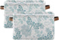 Foldable Storage Baskets Set of 2, Parsley Dragonfly Storage Bins with Handles, Decorative Cloth Organizer Storage Boxes for Home|Office 15 x 11 x 9.5 in