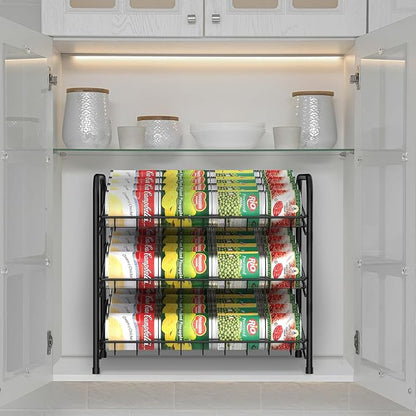 Can Rack Organizer, Can Storage Rack, Can Organizers and Storage for Pantry, Stackable Can Storage Dispenser for Kitchen Pantry Cabinet, Black