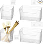 4 PCS Cabinet Door Organizer Bins, Clear Plastic Hanging Storage Baskets with Adhesive Hooks, Wall Mount Organizer for Bathroom, Fridge, Kitchen Pantry, Under Sink Drawer Organizer, Drain Holes