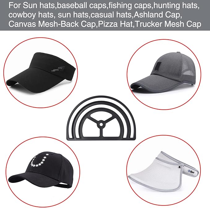 Hat Brim Bender 2-Pack – Dual Slot Hat Curving Tool for Baseball Caps, Fitted Hats & Visors, Perfect Curve, Steaming Optional, Easy to Use, Black