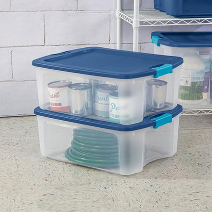 Sterilite 18-Pack Latch and Carry, Clear Plastic Storage Bins with Latching Lids and Full-Grip Handles, 12 Gallon
