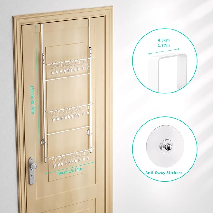 HapiRm Over Door Hat Rack - 3 Tier Wall Mounted Hat Organizer with 30 Movable Clips, Baseball Cap Organizer Storage Holds up to 30 Caps for Door, Bedroom, Closet
