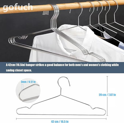 Clothes Hangers 100 Pack - Heavy Duty Stainless Steel Metal Hangers, Ultra Thin Space Saving Wire Coat Hangers with Non-Slip Shoulders (16.5 Inch)