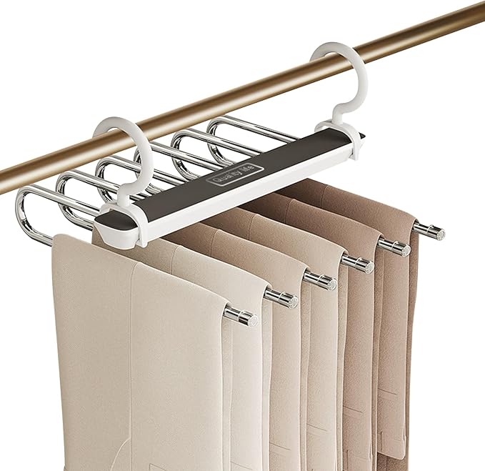 Ergocar Pants Hanger, Space-Saving Metal Wardrobe Storage, Clothes Pants and Hanger, Multi-Function Scarf Storage, 12.4*12.2