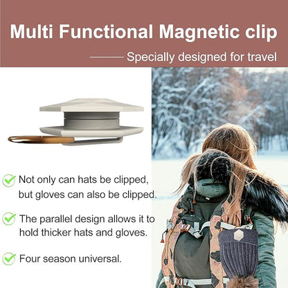 Magnetic Hat Clip for Travel on Bag High Strength Magnet Hat Holder Fits on Backpacks Purses Totes Diamond Exterior Design, Stylish and Generous, Creative Gift for Women (Beige)