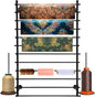 Ribbon Storage Organizer, Wall Mounted Ribbon Organizer, 12-Tier Metal Gift Wrapping Paper Rack, Spool Tie Scarf Hijab Belt Towel Hanger, for Home, Craft Room, Flower Shop, Black, 31.5in Wide