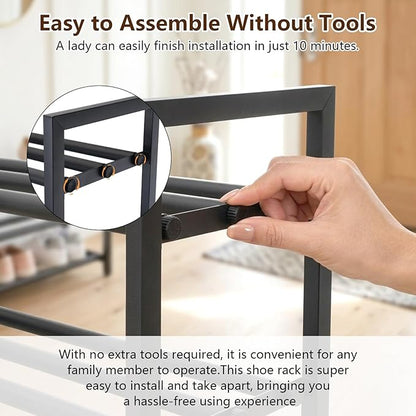jessie 3-Tier Expandable Shoe Rack, Heavy Duty Metal Freestanding Shoe Shelf Storage Organizer for Entryway Closet Doorway (3 layer)