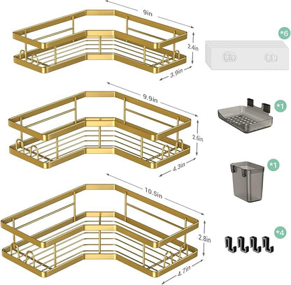 Corner Shower Caddy Bathroom Organizer: Adhesive Shower Rack Bathtub Shelves - 3Pack No Drilling Shower Shelf - Stainless Steel Organizer