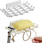 Soap Holder Soap Dish with Hooks Razor Holder Adhesive Bar Soap Holder No Drilling Soap Saver Tray for Shower Wall Bathroom Organizer Shower Rack Bathtub Sink (White+White)