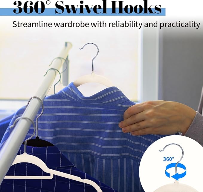 Smartor Velvet Hangers 120 Pack, Non Slip Clothes Hangers with Shoulder Notches, Premium Slim Space Saving Felt Hanger for Closet Organizers and Storage, Heavy Duty Hanger for Coat, Ivory