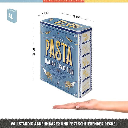 Nostalgic-Art Retro storage tin box XL, 135.3 oz, Pasta – Gift idea for your home, large metal pasta can, vintage design