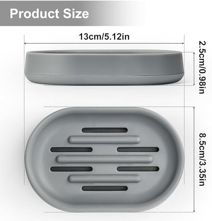 Topsky Soap Dish for Shower,2 Pack Soap Dishes Soap Savers for Bar Soap, Soap Bar Holder Shower with Drip Tray, Plastic Soap Holders with Drain for Kitchen Sink, Easy to Clean,Dry,Gray