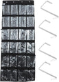 Alipis -the-door Shoe Organizer 24-grid Hanging Storage Bag with Mesh Pockets Black Non-woven Cloth Hanging Shoe Rack for Dormitory and Home Use