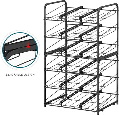BTY Can Organizer for Pantry Stackable 2 Pack, Can Storage Organizer Rack Stacking Can Dispensers Small Space Holds up to 36 Cans for Pantry, Kitchen, Cabinet Black