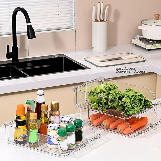 TOPINCN Large Capacity Soda Can Dispenser, Adjustable Canned Food Storage Container for Refrigerator Organization, Plastic Drink Holder Organizer, Versatile for Cabinets, Shelves