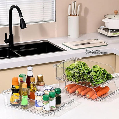 2PC Soda Can Dispenser for Refrigerator,Soda Can Dispenser Drink Holder Stretchable Large Capacity Canned Food Storage Container