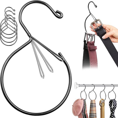 4 Pack Belt Hanger for Closet – Rust-Proof Belt Organizer & Tie Rack, Multi-Use Hanger for Scarves, Hats, Bags & Closet Accessories, Black