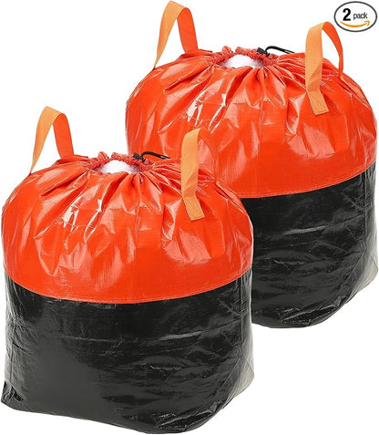 uxcell 2Pcs Extra Large Moving Bags, 20 x 18 x 24.4" Heavy Duty Woven Clothes Storage Totes Waterproof Packing Bags with Elastic Band and Handle for Home Camping Packing Quilts, Orange