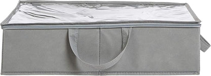Amazon Basics Under Bed Storage Bags for Clothes, Blankets and Linens, Foldable Fabric Containers with Clear Window and Handles, 30.2" x 20" x 5.7", Gray, 2-Pack