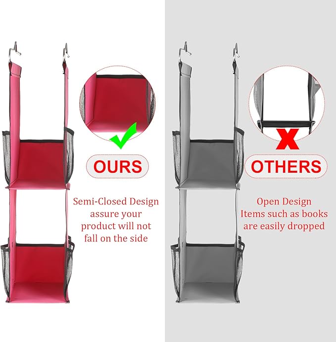 1 PC Hanging Locker 2 Layer Shelves Hanging Locker Organizer Accessories for Office School Gym Closet Home Supplies(Rose Red)