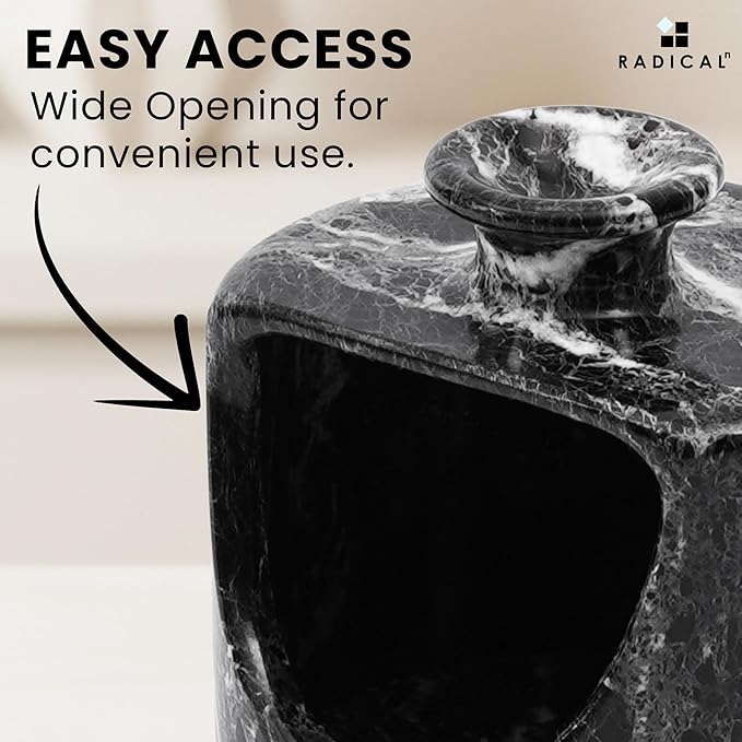 Radicaln Marble Salt Cellar 4.5" Inch Black Handmade Salt Jar & Table Pig Salt Cellar Storage For Kitchen Countertop, Ideal Salt Container, Salt Dish & Sugar Bowl For Table