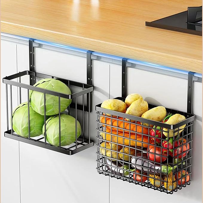 Over The Cabinet Door Organiser Storage Basket with Adjustable Heights for Kitchen and Bathroom Home Organization Tool