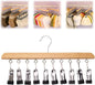 Closet Organizer with 10 Clips, 2026 New Space Saving Hanging Closet Organizer, Hat Scarf Clothespins for Legging Jeans Skirts Socks Pant Hangers (Wood-10 Clips, 1 Pcs)